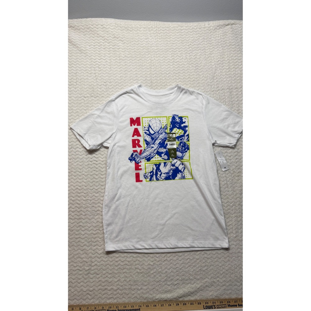 Marvel Kids White Spider-Man Black Panther Iron Man Graphic Tee XL 14-16 NEW
